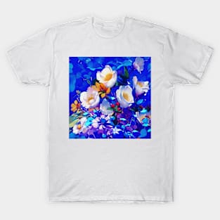 Delicate Bouquet on Cobalt Blue T-Shirt